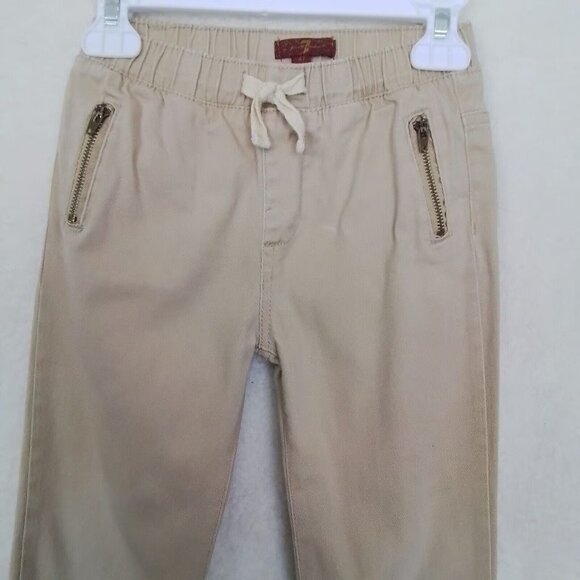 7 for All Mankind Boys Cotton Jogger Sz 4T Tan Pullon Pant Elastic Waist Pockets - Picture 3 of 7